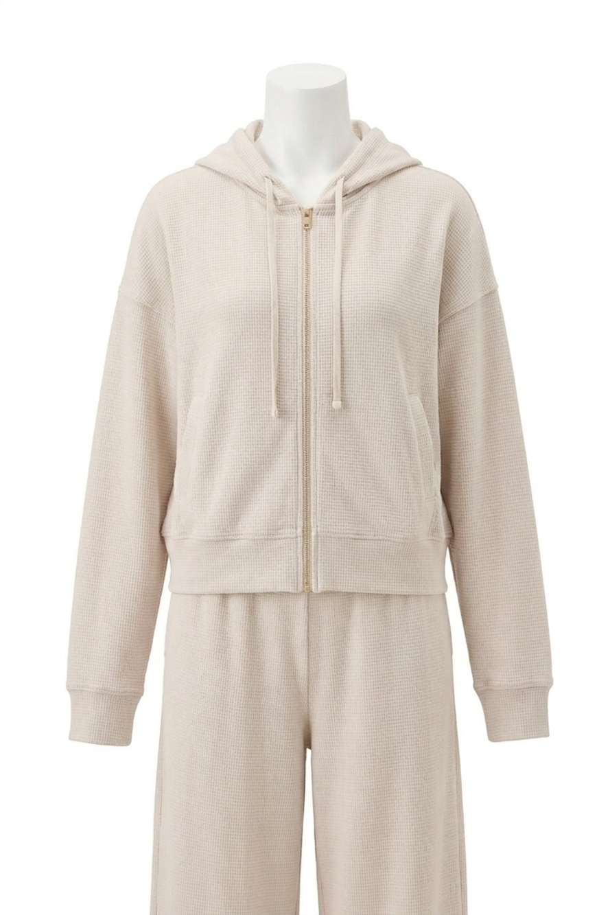 NEW SPLENDID waffle scuba zip-up pullover in moonstone